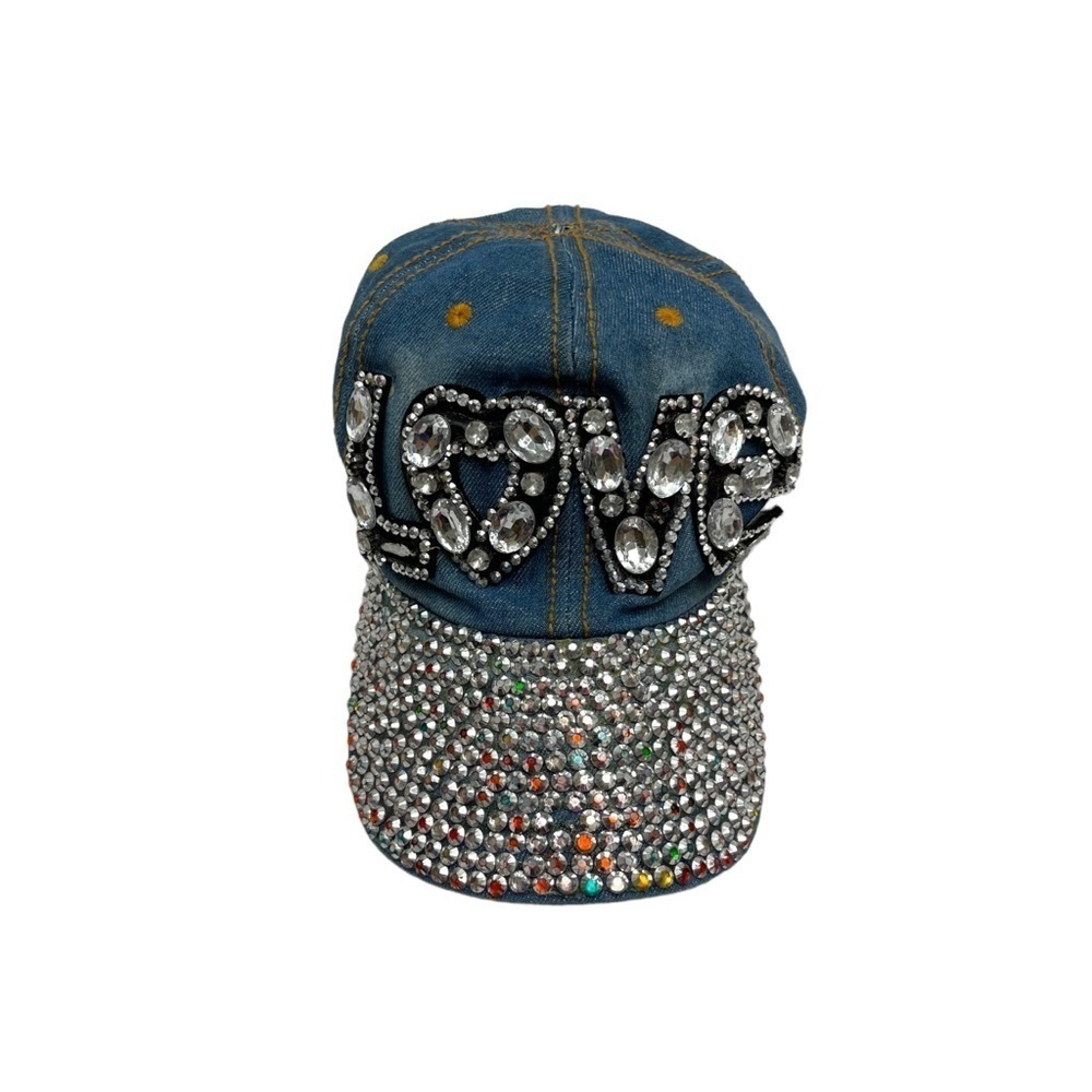 Y2K gem stone cap denim love letters with rhinestones 2000 - Picture 11 of 11